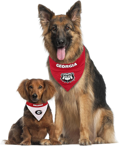 Collegiate Pet Accessories, Reversible Bandana, Georgia Bulldogs, Large/X-Large,Red/White