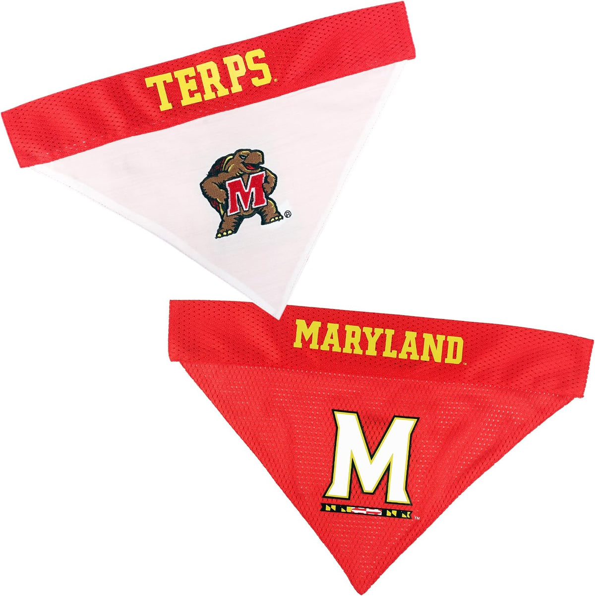 Collegiate Pet Accessories, Reversible Bandana, Maryland Terrapins, Large/X-Large