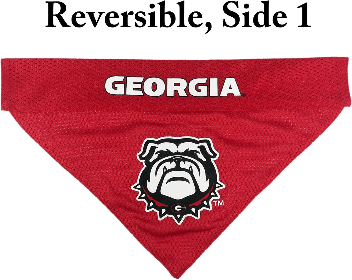 Collegiate Pet Accessories, Reversible Bandana, Georgia Bulldogs, Large/X-Large,Red/White