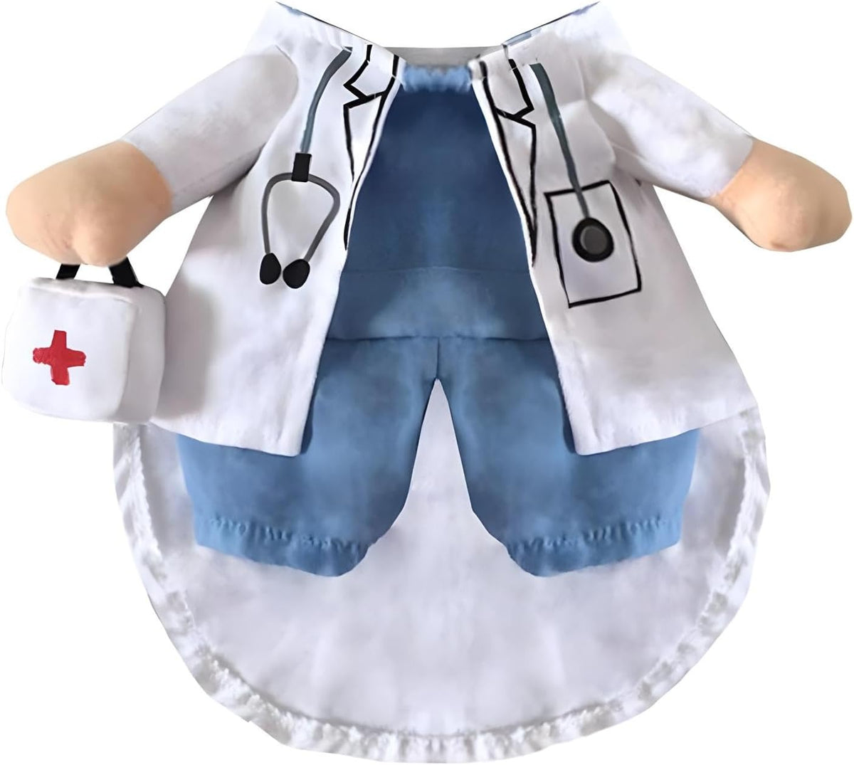 Dog Cat Doctor Costume Pet Doctor Clothing Halloween Jeans Outfit Apparel (XS)