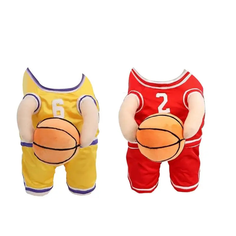 Basketball Player Pet Costume Dog Holding Basketball Clothing with Ball Breathable Halloween Cosplay Sports Clothes Cosplay