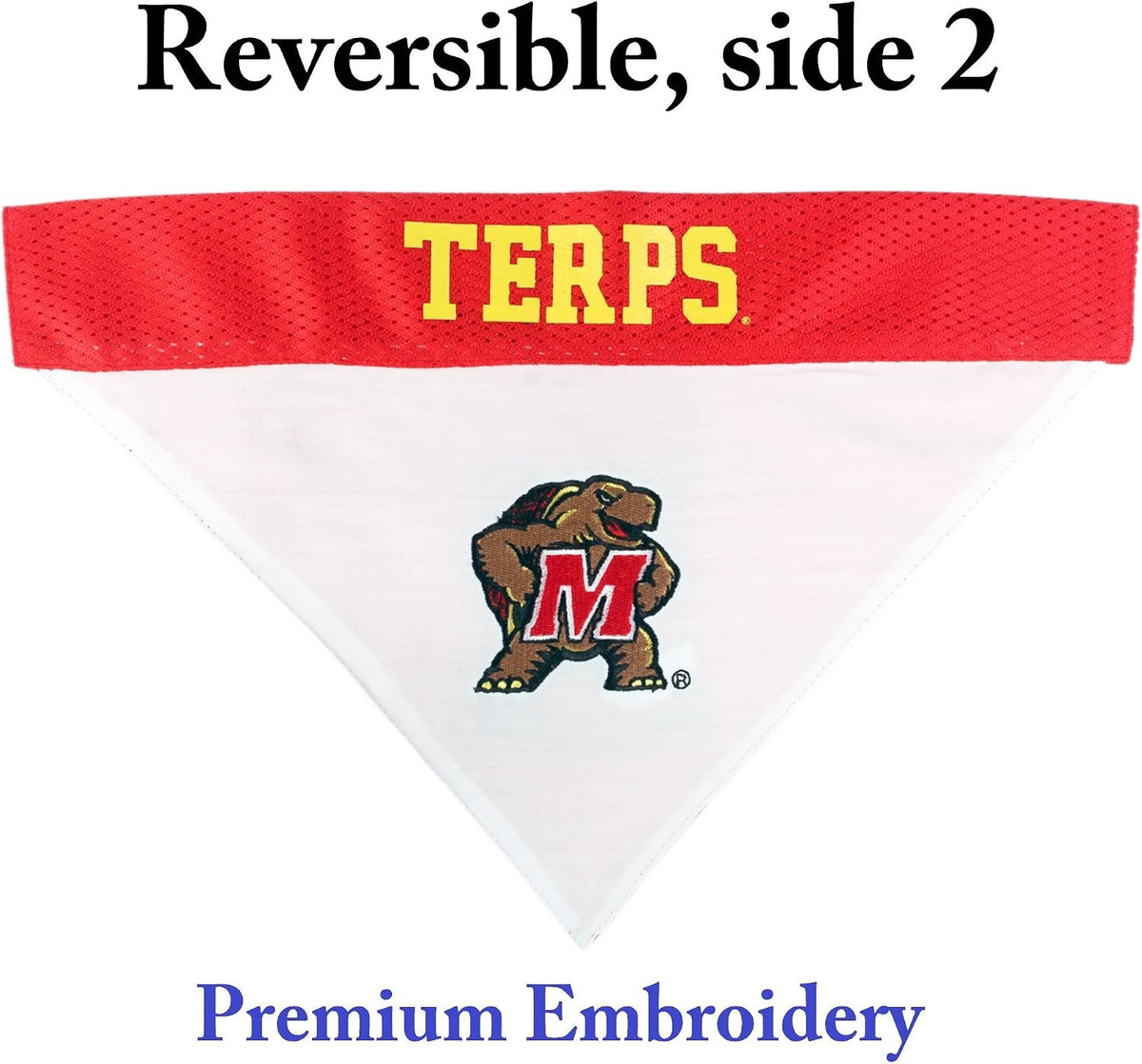 Collegiate Pet Accessories, Reversible Bandana, Maryland Terrapins, Large/X-Large