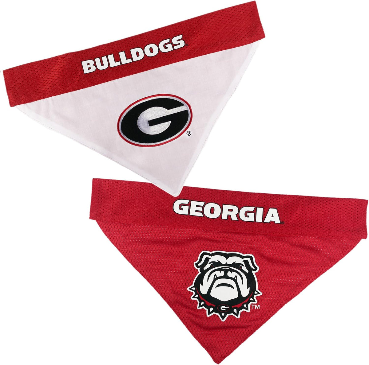 Collegiate Pet Accessories, Reversible Bandana, Georgia Bulldogs, Large/X-Large,Red/White