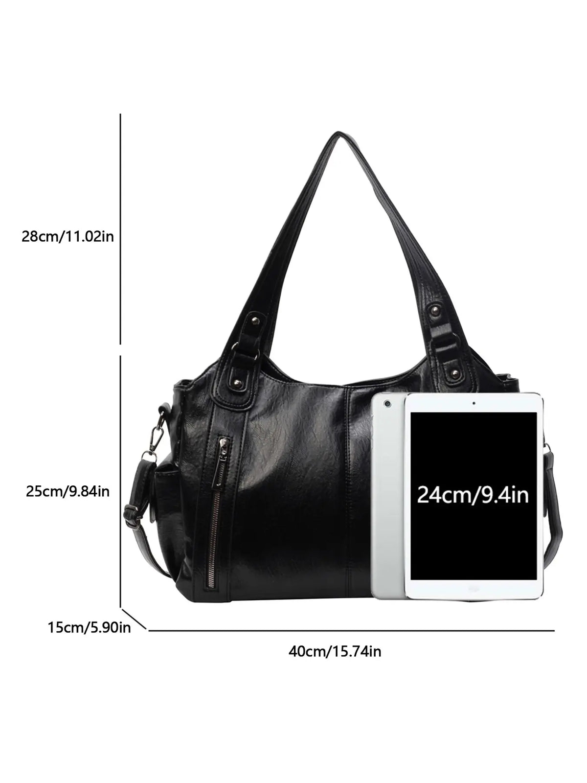 Retro Textured Tote Bag, Casual Handbag, Minimalist Crossbody Bag, Large Capacity Shoulder Bag with Zipper Pockets, Suitable for Commuting, Shopping & Daily Wear