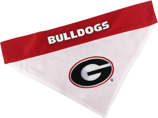 Collegiate Pet Accessories, Reversible Bandana, Georgia Bulldogs, Large/X-Large,Red/White