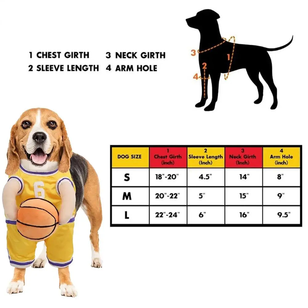 Basketball Player Pet Costume Dog Holding Basketball Clothing with Ball Breathable Halloween Cosplay Sports Clothes Cosplay
