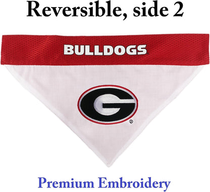 Collegiate Pet Accessories, Reversible Bandana, Georgia Bulldogs, Large/X-Large,Red/White